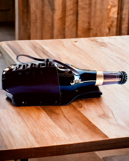 Leather Bottle Holder "LeatherCraft Elegance" - personalization option