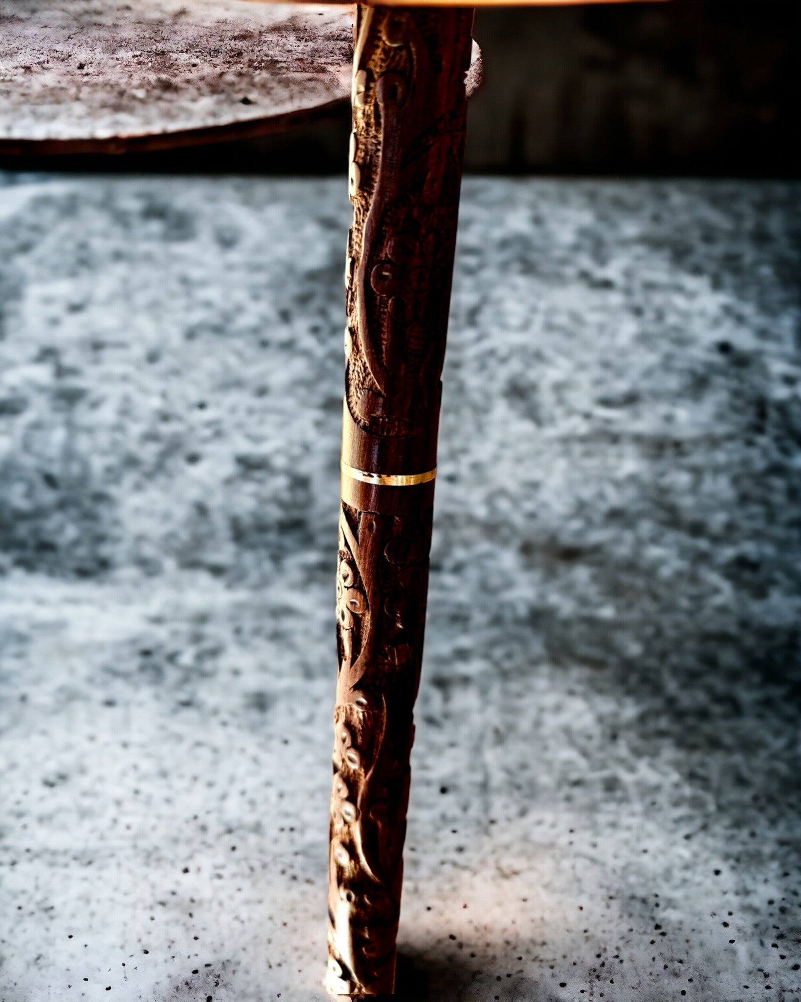 'Wolf' Walking Stick - Indian Mango Wood with Engraving Option, brown with carved pattern