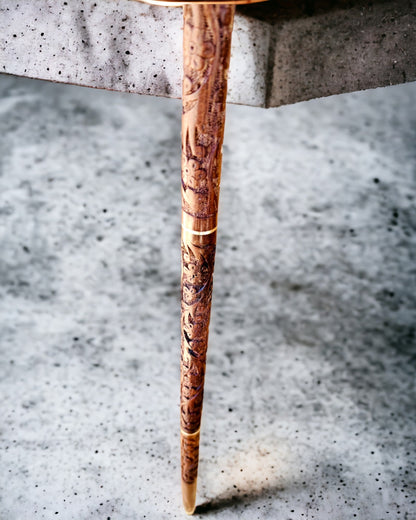 'Wolf' Walking Stick - Indian Mango Wood with Engraving Option, brown with carved pattern