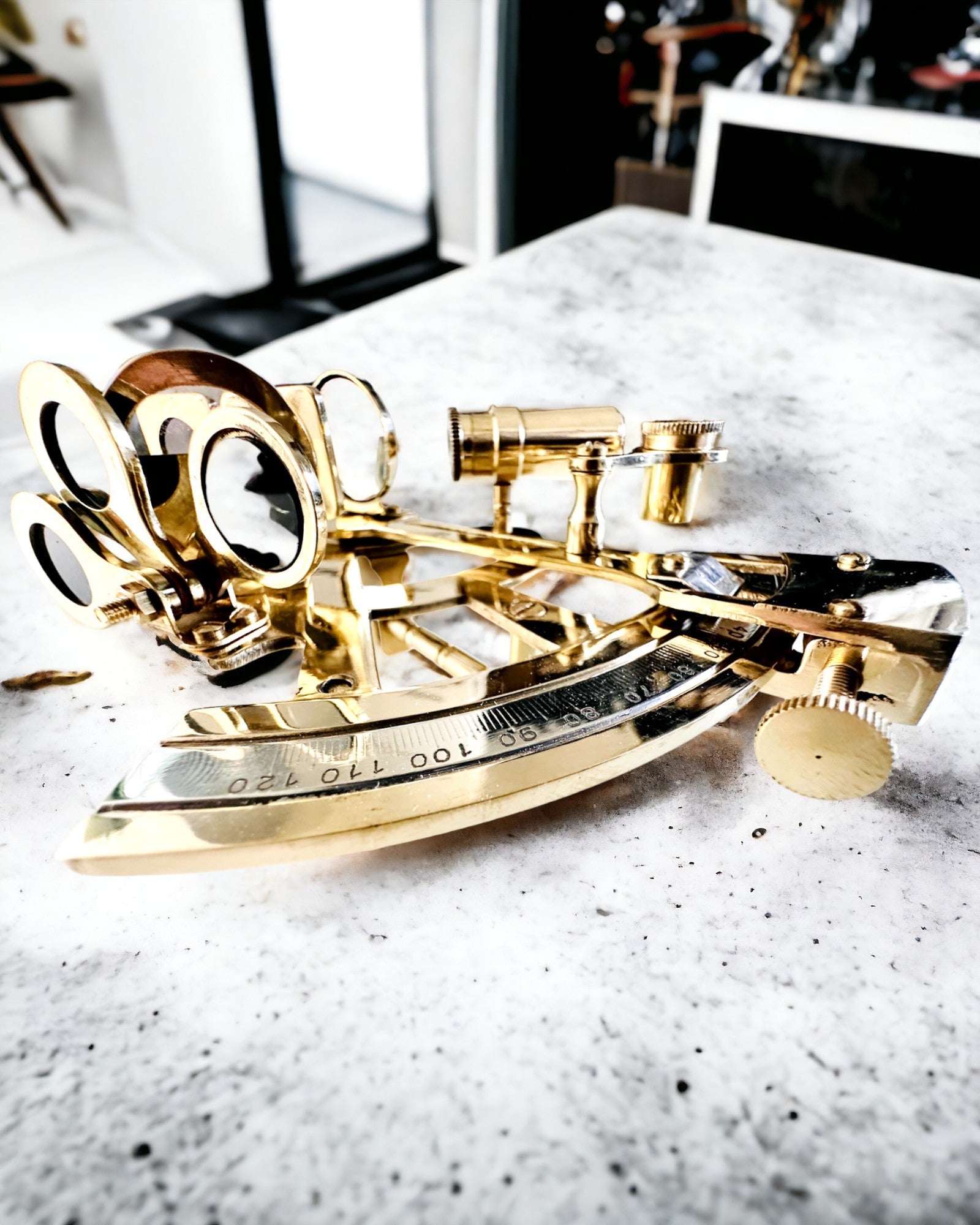 Artistic sextant in gold color - personalization option with engraving