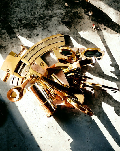 Artistic sextant in gold color - personalization option with engraving