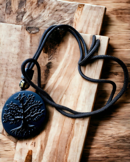 "Tree of Life" Necklace made of Obsidian - personalization with engraving