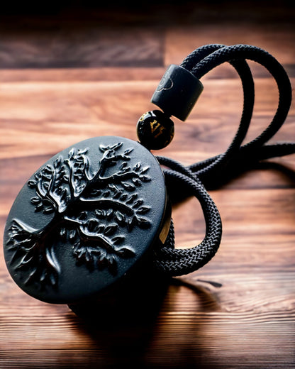 "Tree of Life" Necklace made of Obsidian - personalization with engraving