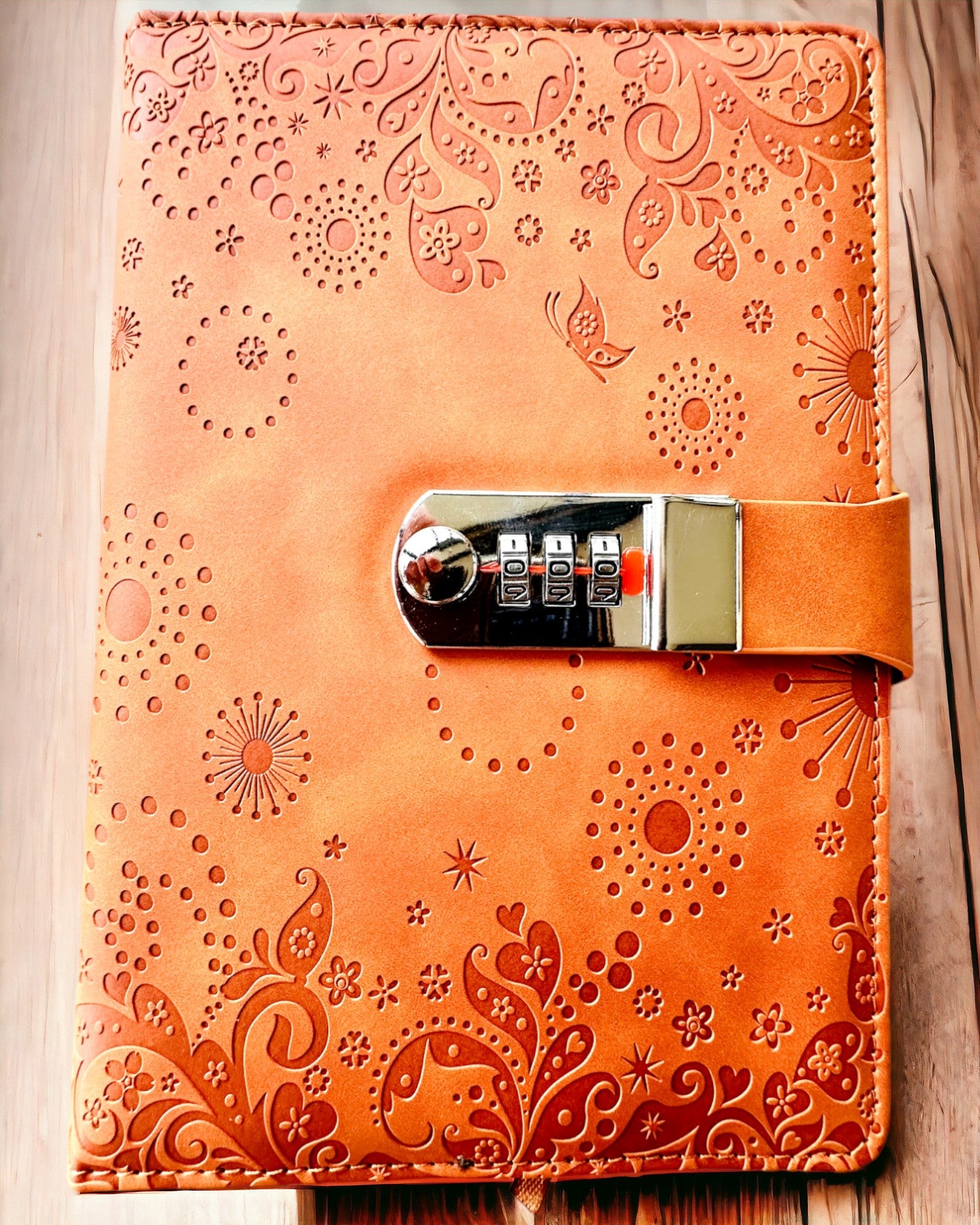 Exclusive Notebook, PU leather, A5 with Locking Mechanism - "Secret Journal", personalization with engraving