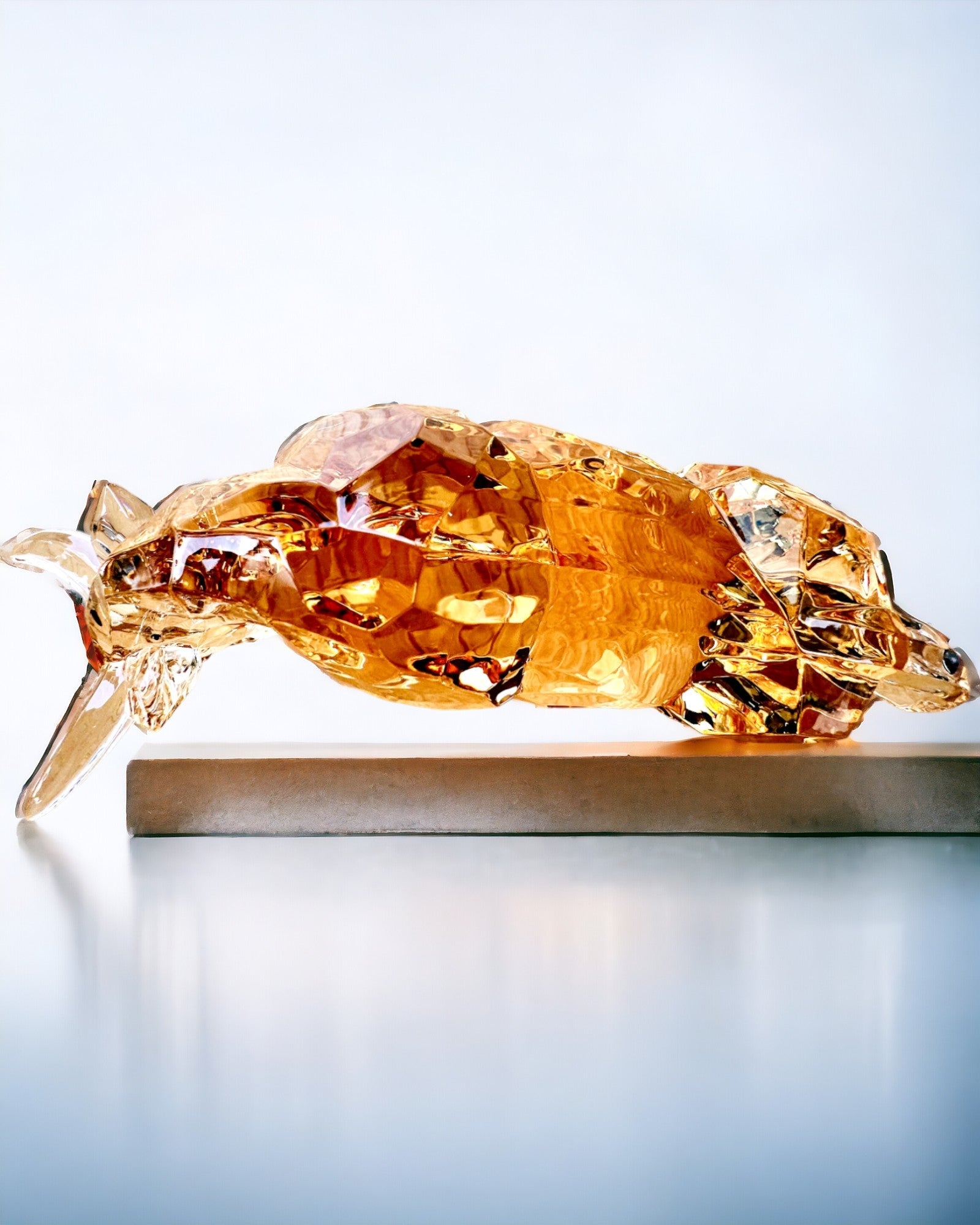 "Golden Bull" Statue made of Resin, transparent design, customization option