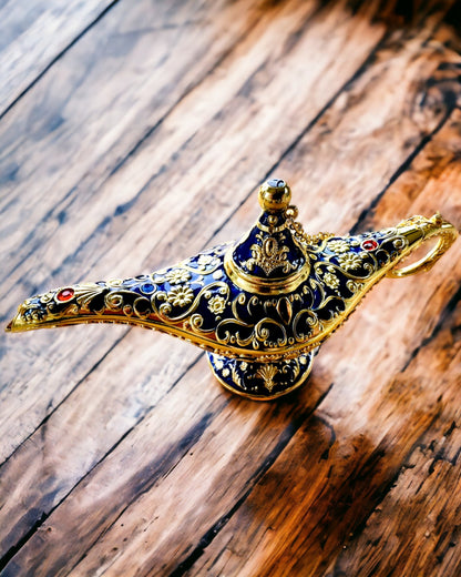 Aladdin's Magic Lamp with Engraving Option - Dark Navy Variant, interwoven with gold