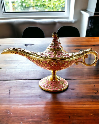 Aladdin's Magic Lamp with Engraving Option - Pink Variant, interwoven with gold