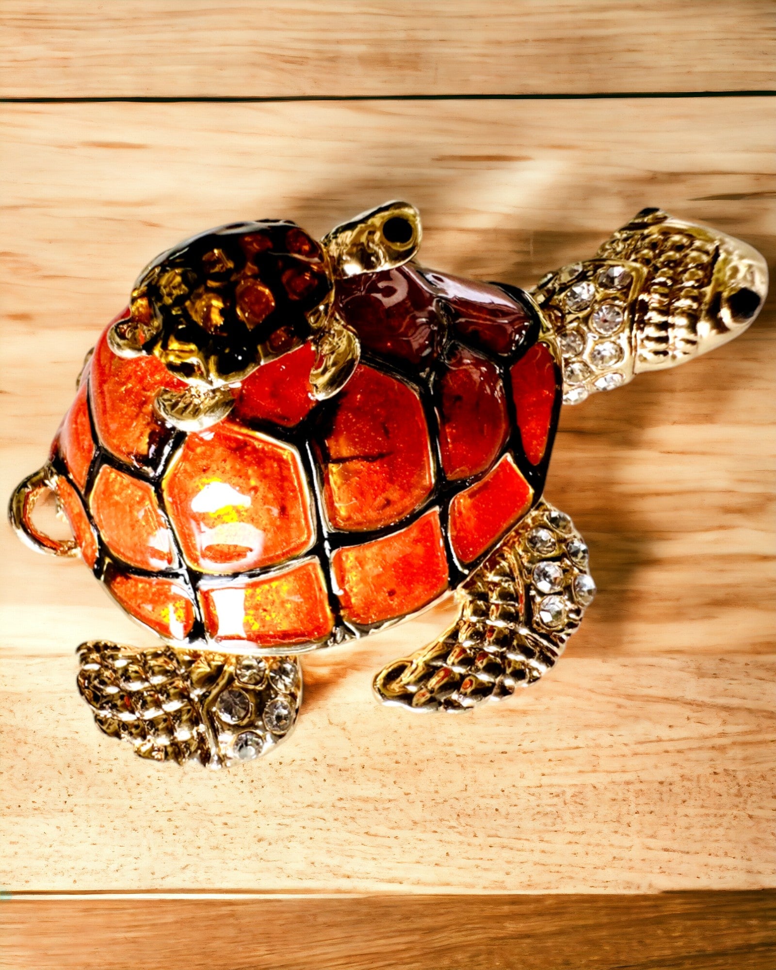 "Turtle Family" Box - orange color, personalization with engraving