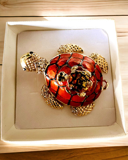 "Turtle Family" Box - orange color, personalization with engraving