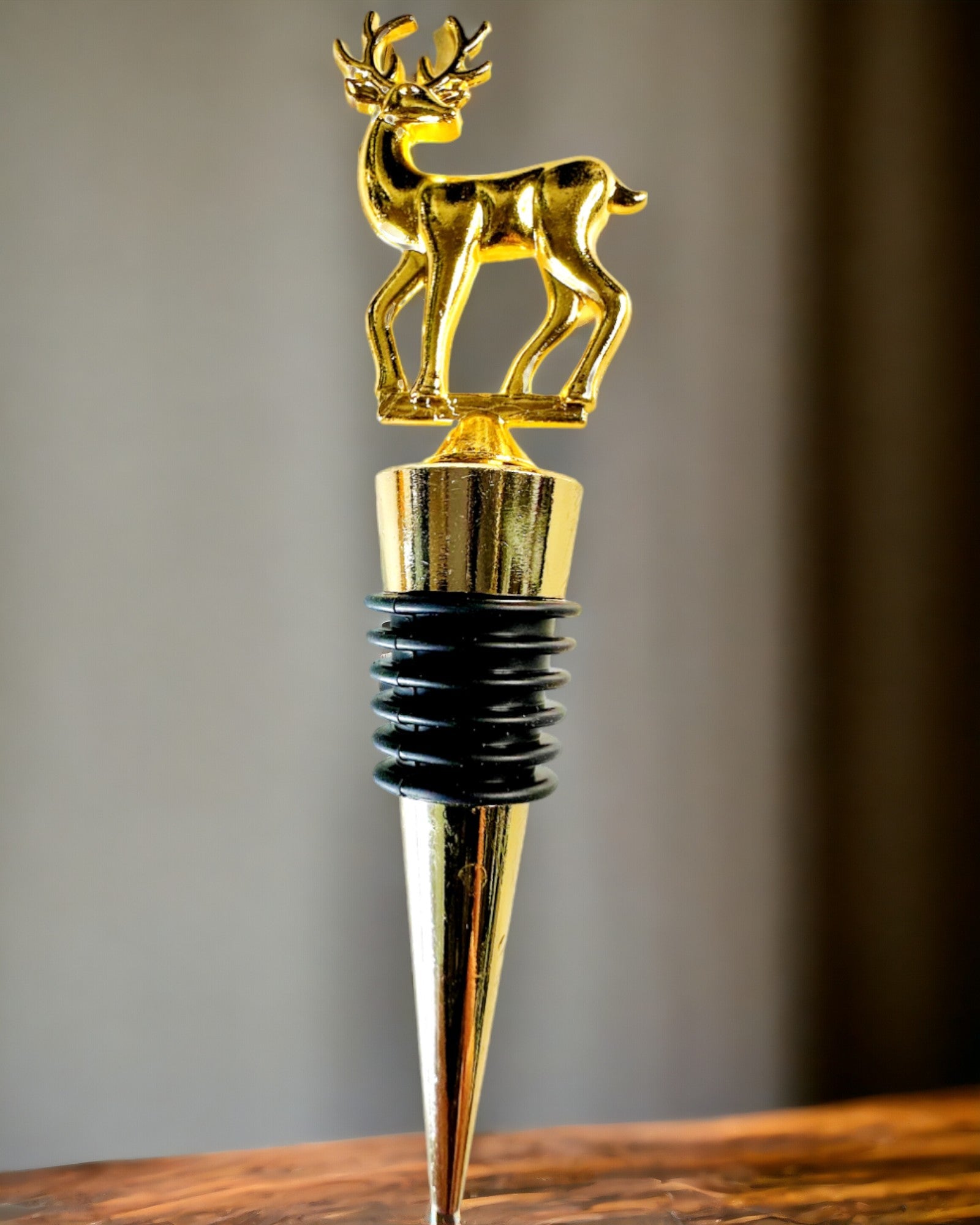 Exclusive Metal Wine Stopper with Deer - Elegant and Functional, personalization option with engraving