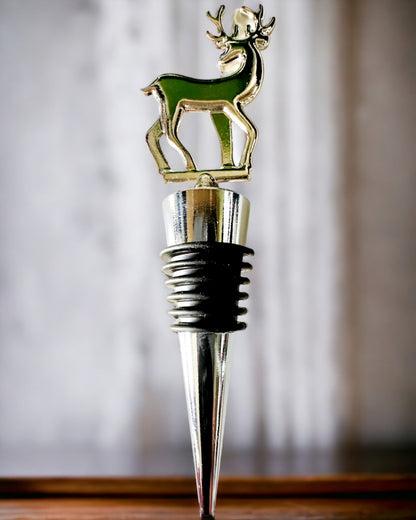 Exclusive Metal Wine Stopper with Deer - Elegant and Functional, personalization option with engraving