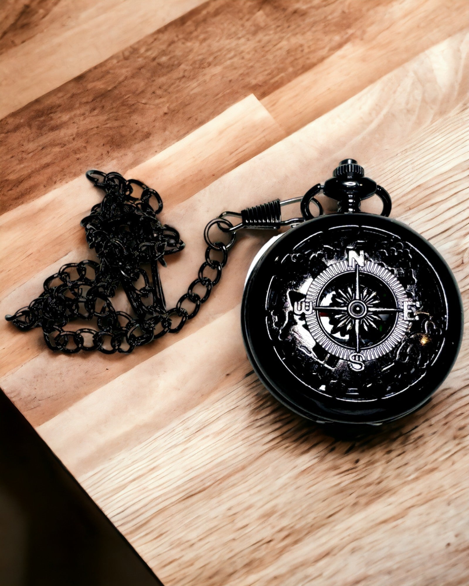 Pocket watch style compass "Navigator" - Dark metal color