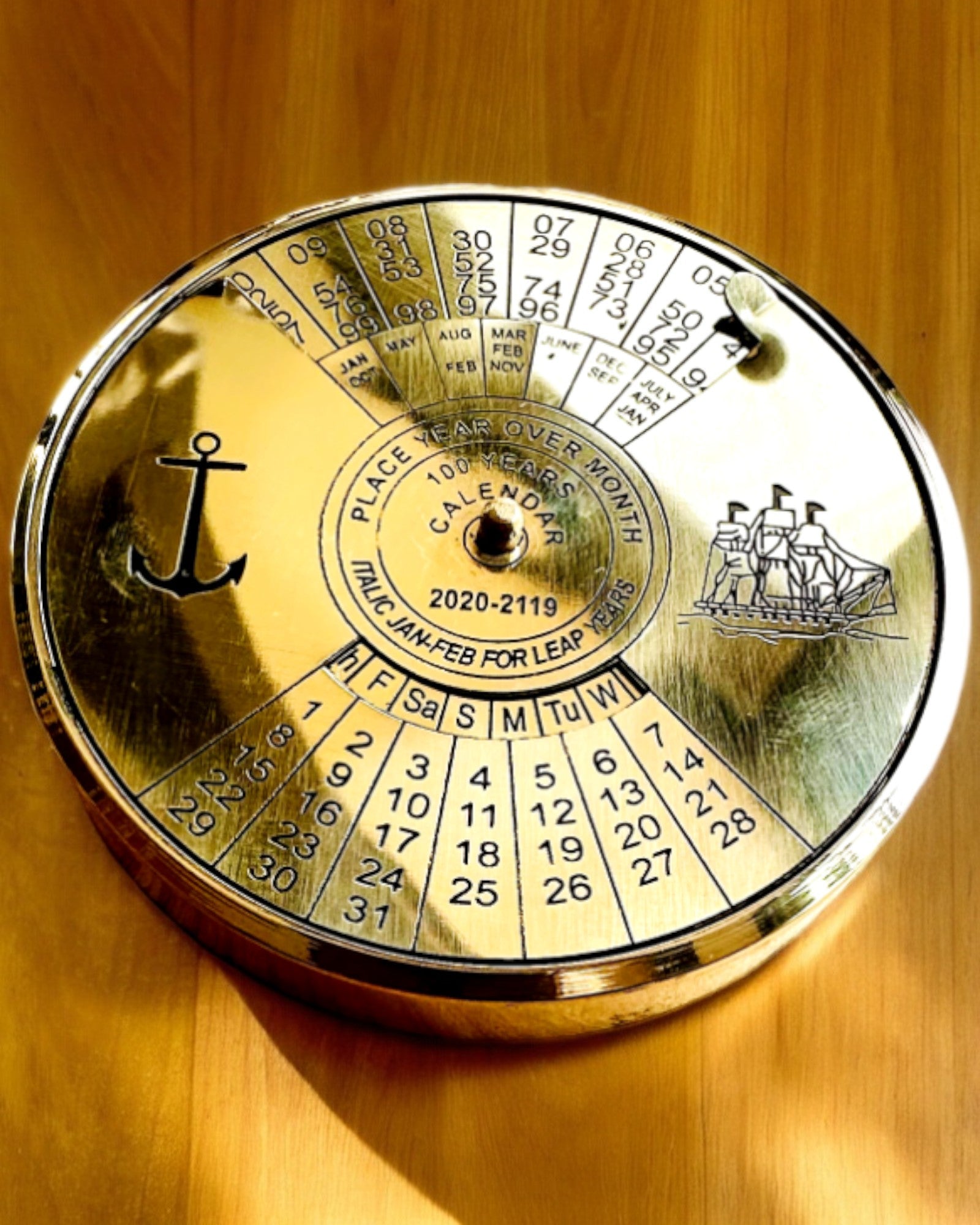 Eternal Calendar "Marine Sail" – Brass 100-Year Calendar - possible engraving for a gift