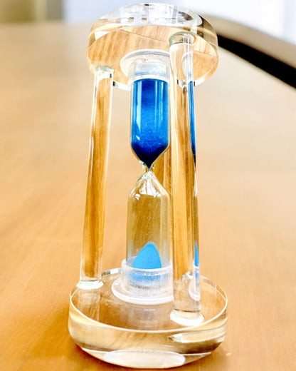 Hourglass "Blue Elegance", 10 cm in height, measures 10 minutes of time.