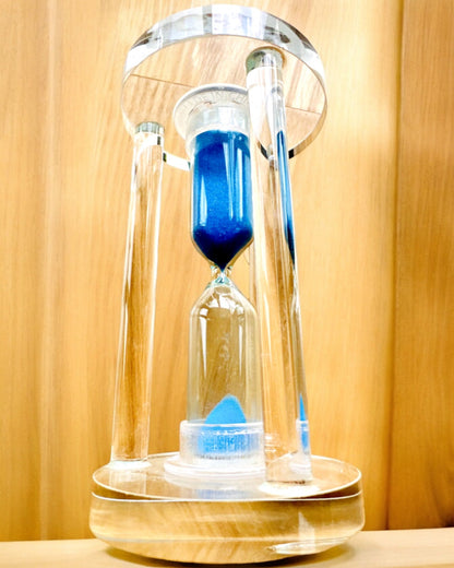 Hourglass "Blue Elegance", 10 cm in height, measures 10 minutes of time.