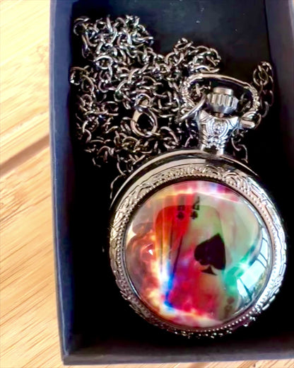 Pocket watch "Magical Deck" - Stylish stainless steel accessory, personalization with engraving for a gift