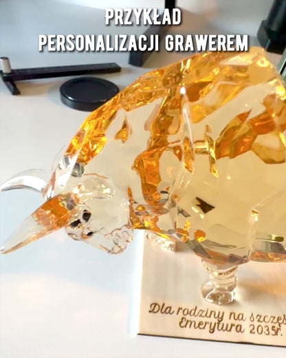 "Golden Bull" Statue made of Resin, transparent design, customization option