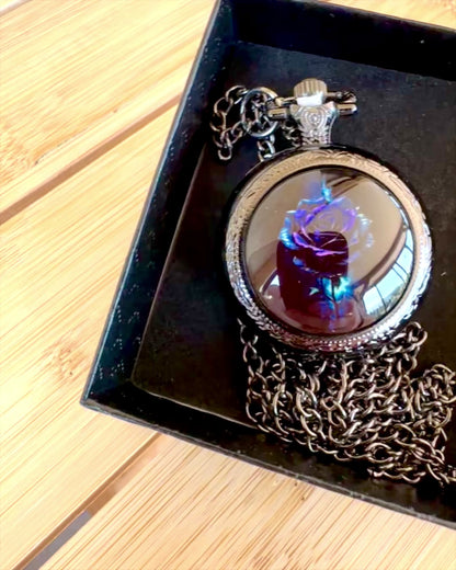 Pocket watch "Rose of Darkness" - stainless steel, with engraving option for a gift