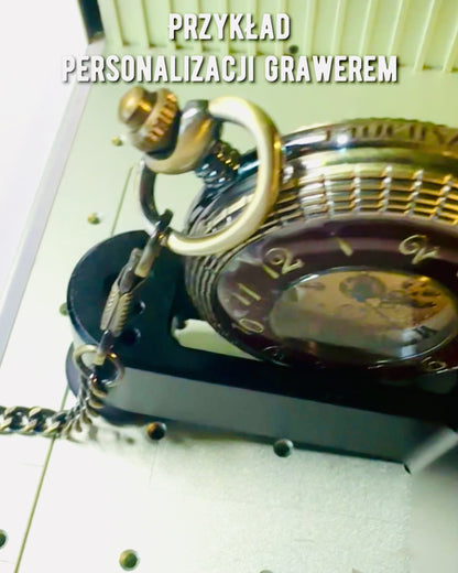 Pocket watch with a visible mechanism – personalization option through engraving