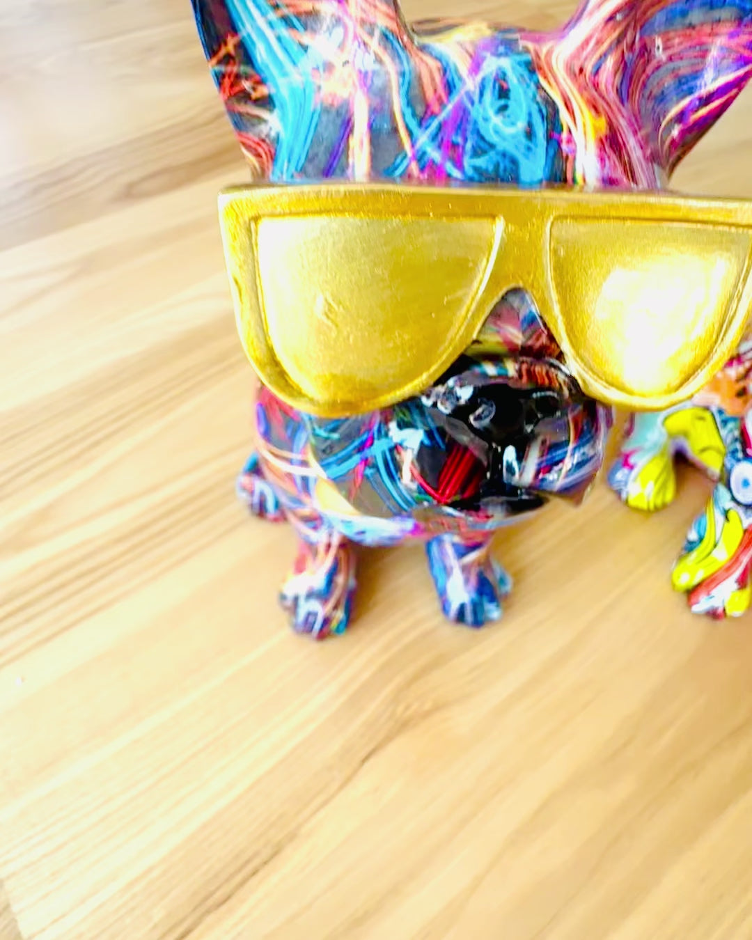 Colorful Bulldog with Glasses - Unique Interior Decoration, decorative figurine for a gift, personalization with engraving