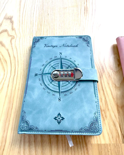 Secret A5 Vintage Notebook with Code Lock - Choose Your Style, personalization with engraving for a gift